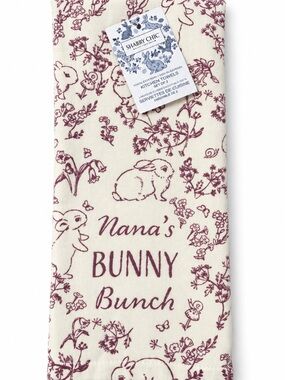 Shabby Chic Nana’s Bunny Bunch 2 Pc Kitchen Towel Set Floral NWT